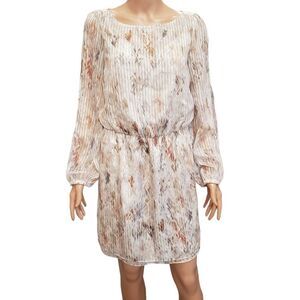 White House Black Market Sheer Stripe Split Long Sleeve Dress